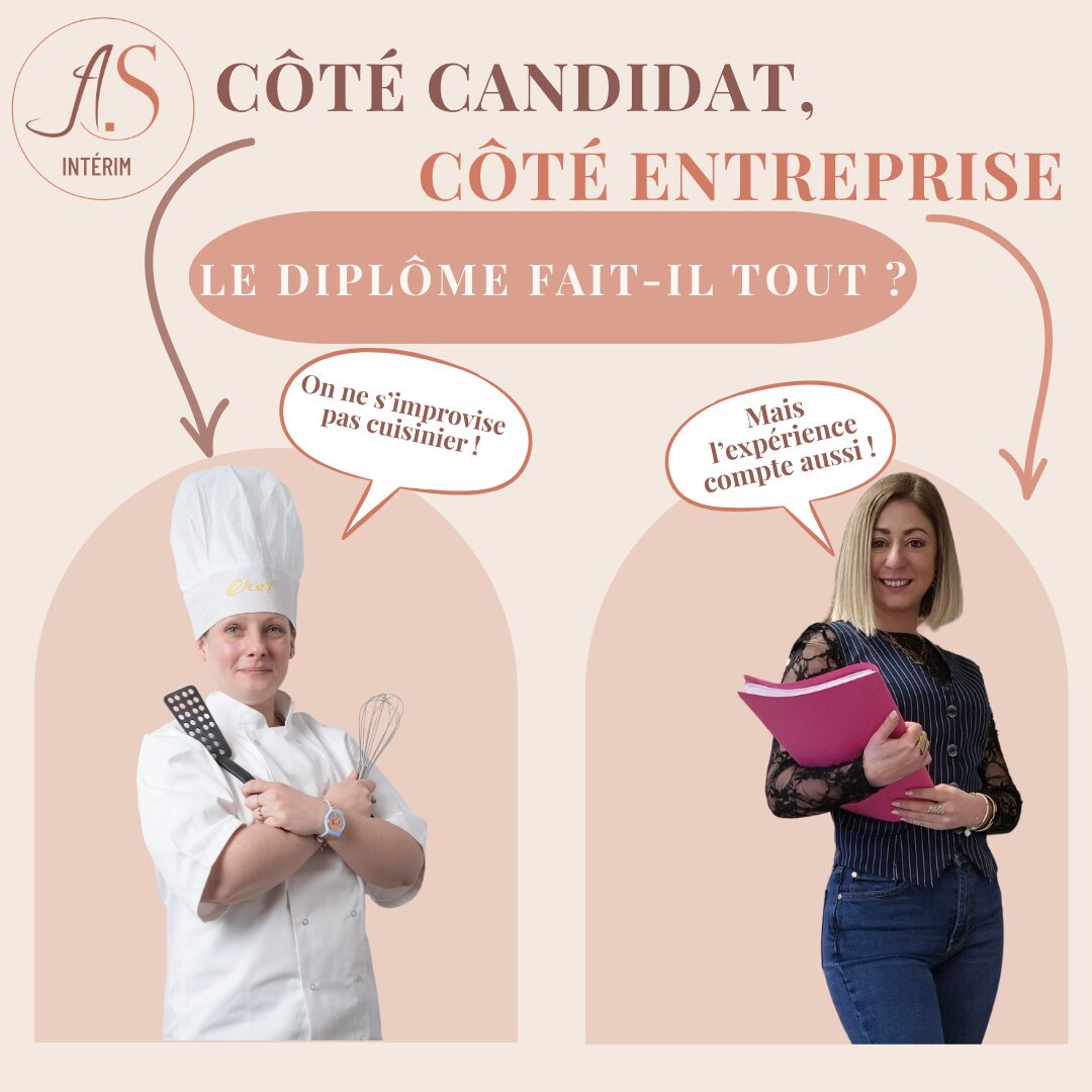 Un cuisinier et une recruteuse échangent sur la place du diplôme et de l’expérience dans le recrutement.